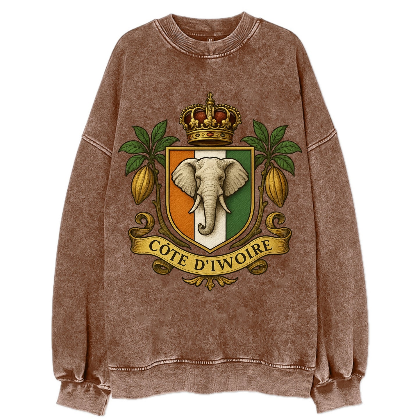 Ivory Coast Royal Logo  - Vintage Sweatshirt - Brown