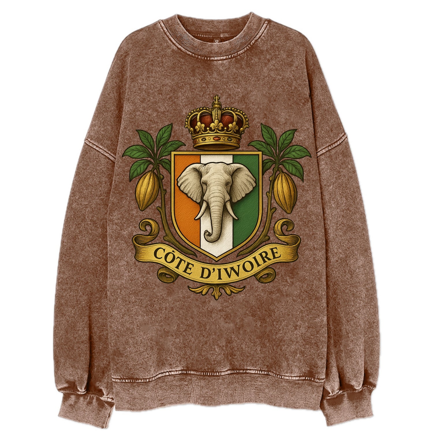 Ivory Coast Royal Logo  - Vintage Sweatshirt - Brown