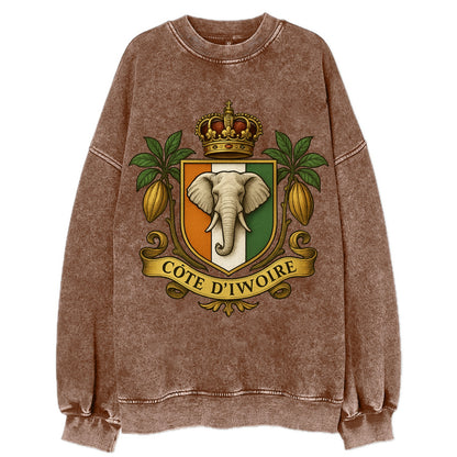 Ivory Coast Royal Logo  - Vintage Sweatshirt - Brown