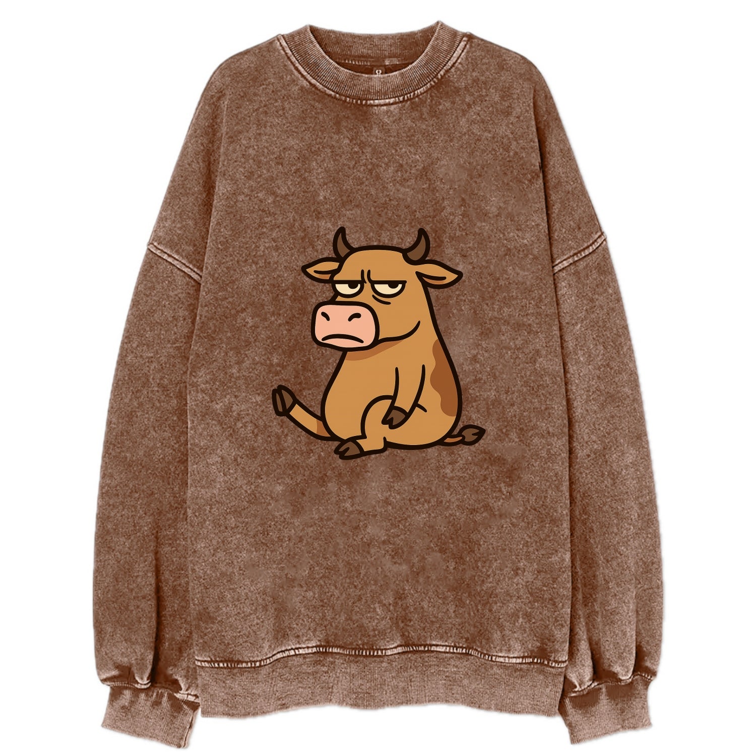 The Cow Judging Silently - Vintage Sweatshirt - Brown