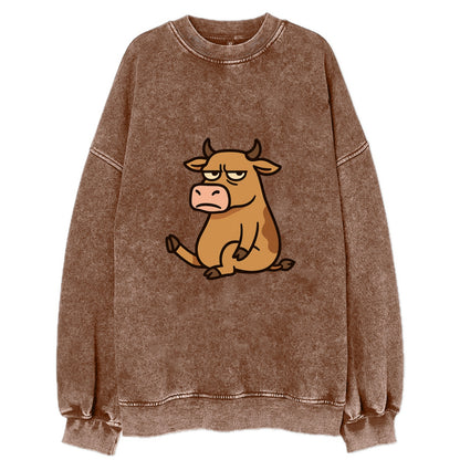 The Cow Judging Silently - Vintage Sweatshirt - Brown