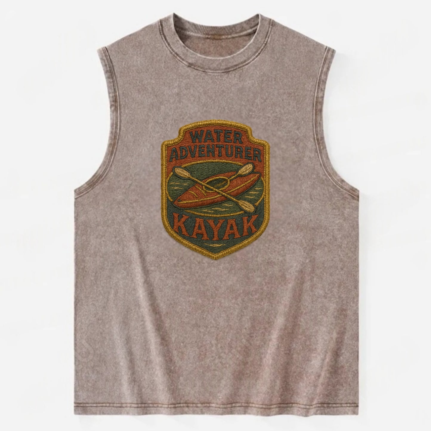 Kayak with paddle - water adventurer - Vintage Washed Tank - Brown