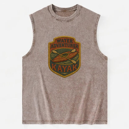 Kayak with paddle - water adventurer - Vintage Washed Tank - Brown