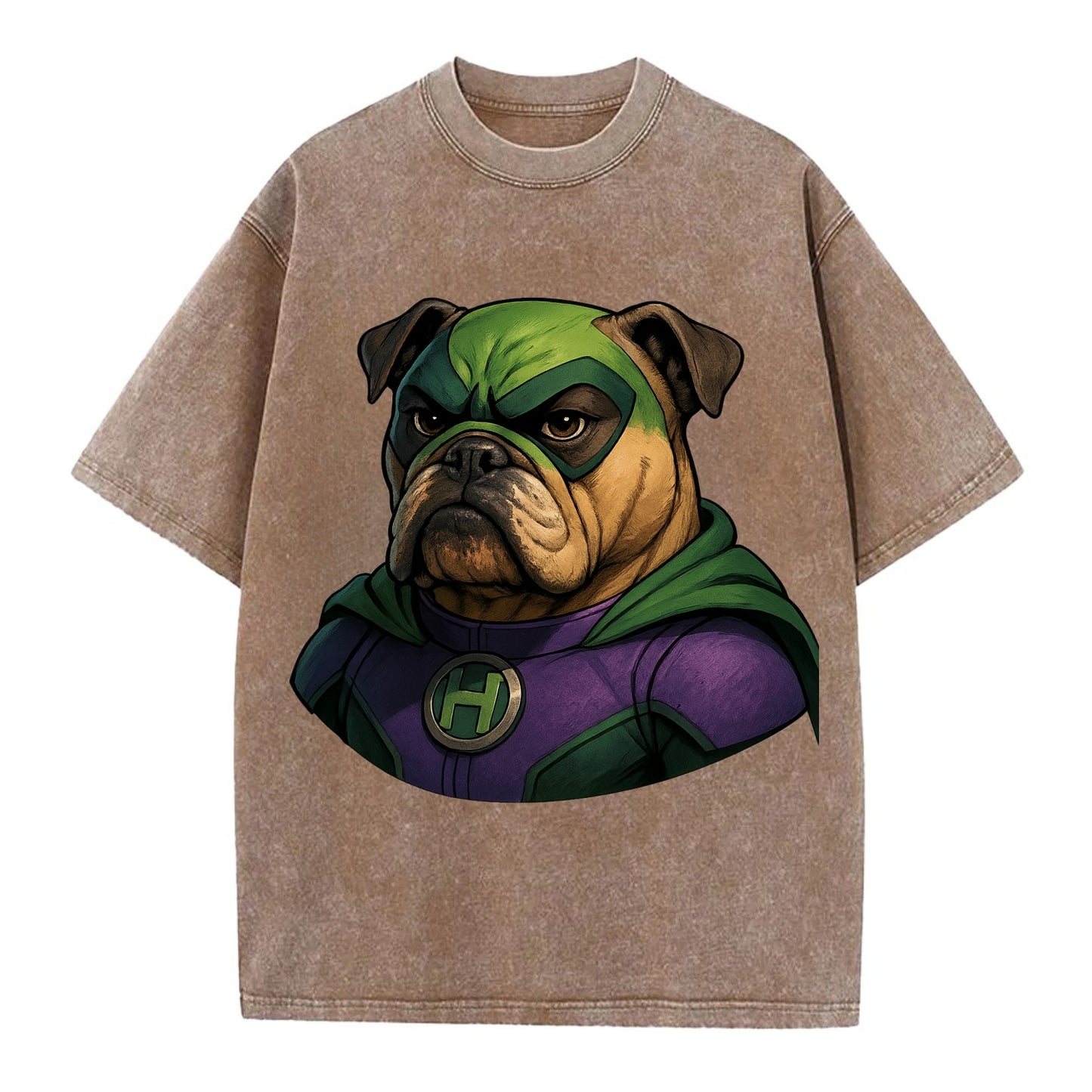 Bulldog Strong Hero  - Vintage T-shirt - Brown
