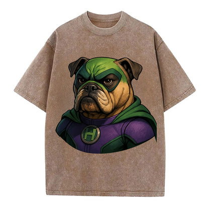 Bulldog Strong Hero  - Vintage T-shirt - Brown