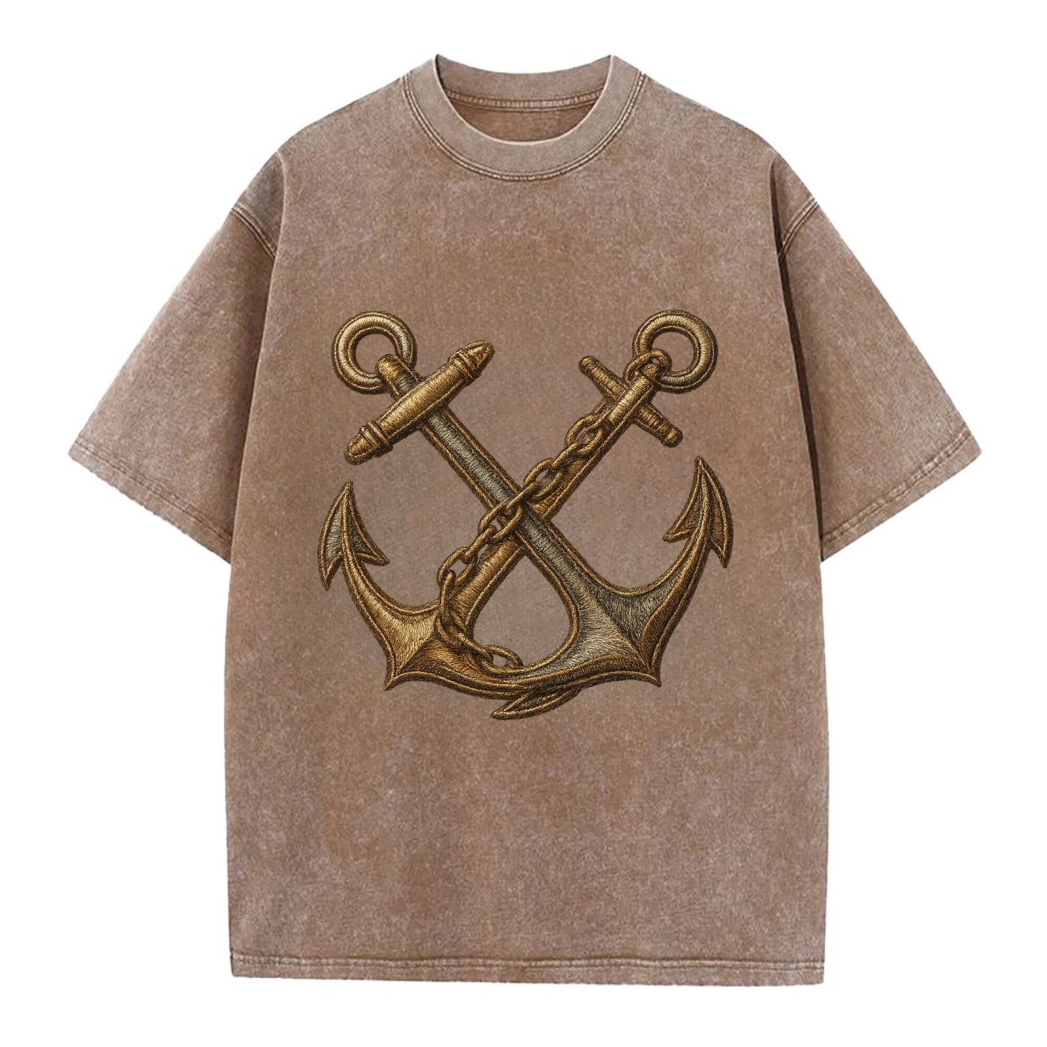 Crossed Anchors  - Vintage T-shirt - Brown