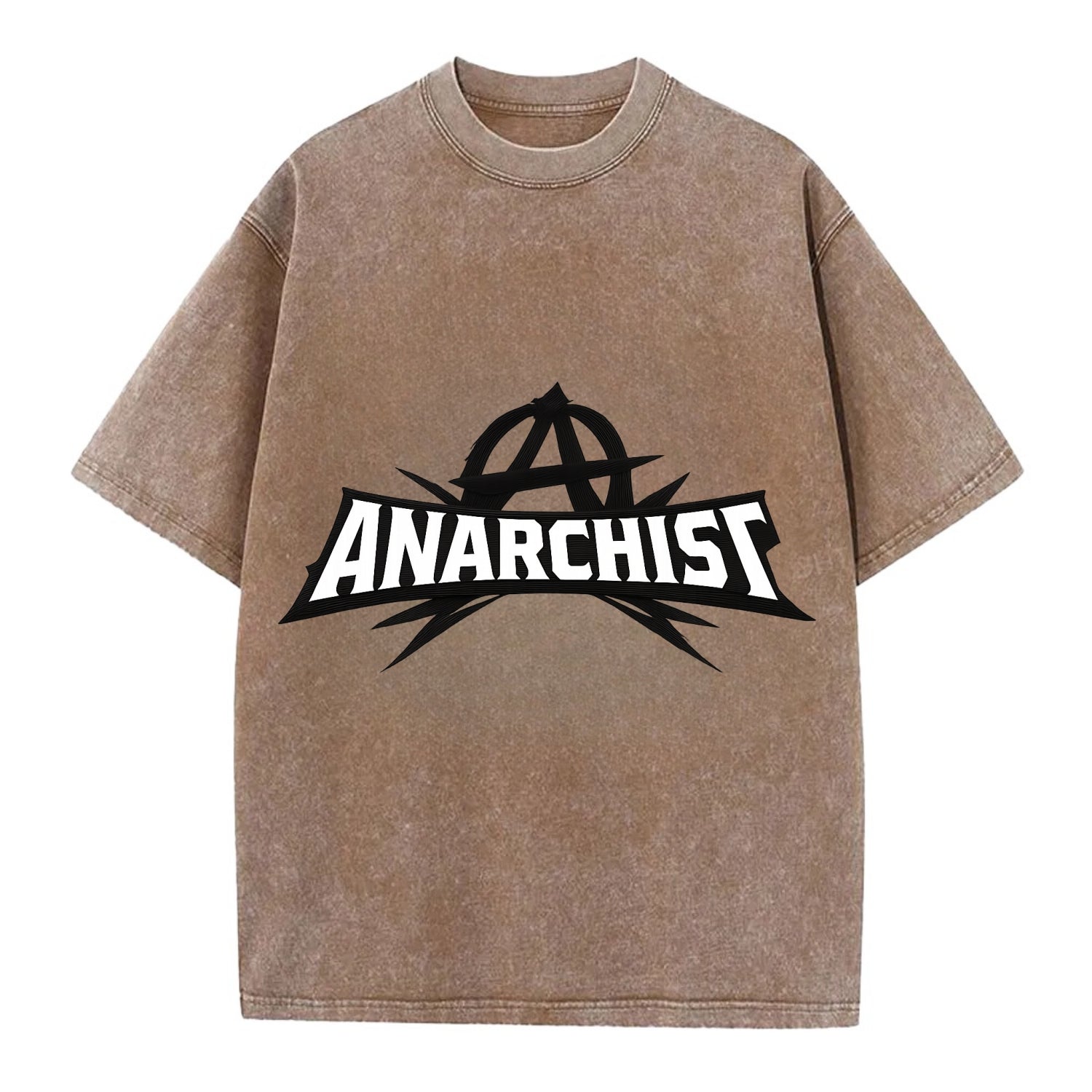 Bold typography design - "ANARCHIST" - no masters, self-governed - Vintage T-shirt - Brown