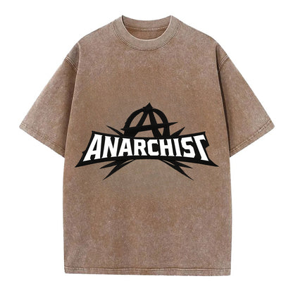 Bold typography design - "ANARCHIST" - no masters, self-governed - Vintage T-shirt - Brown