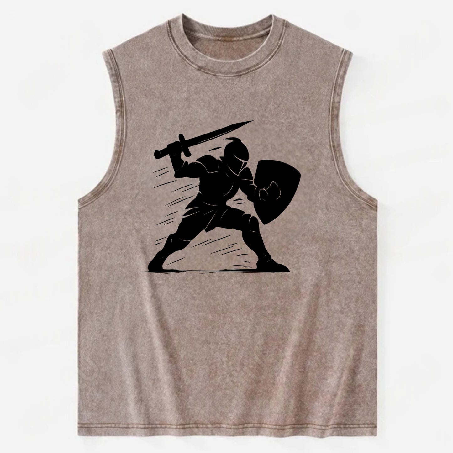 Knight with sword and shield - Vintage Washed Tank - Brown
