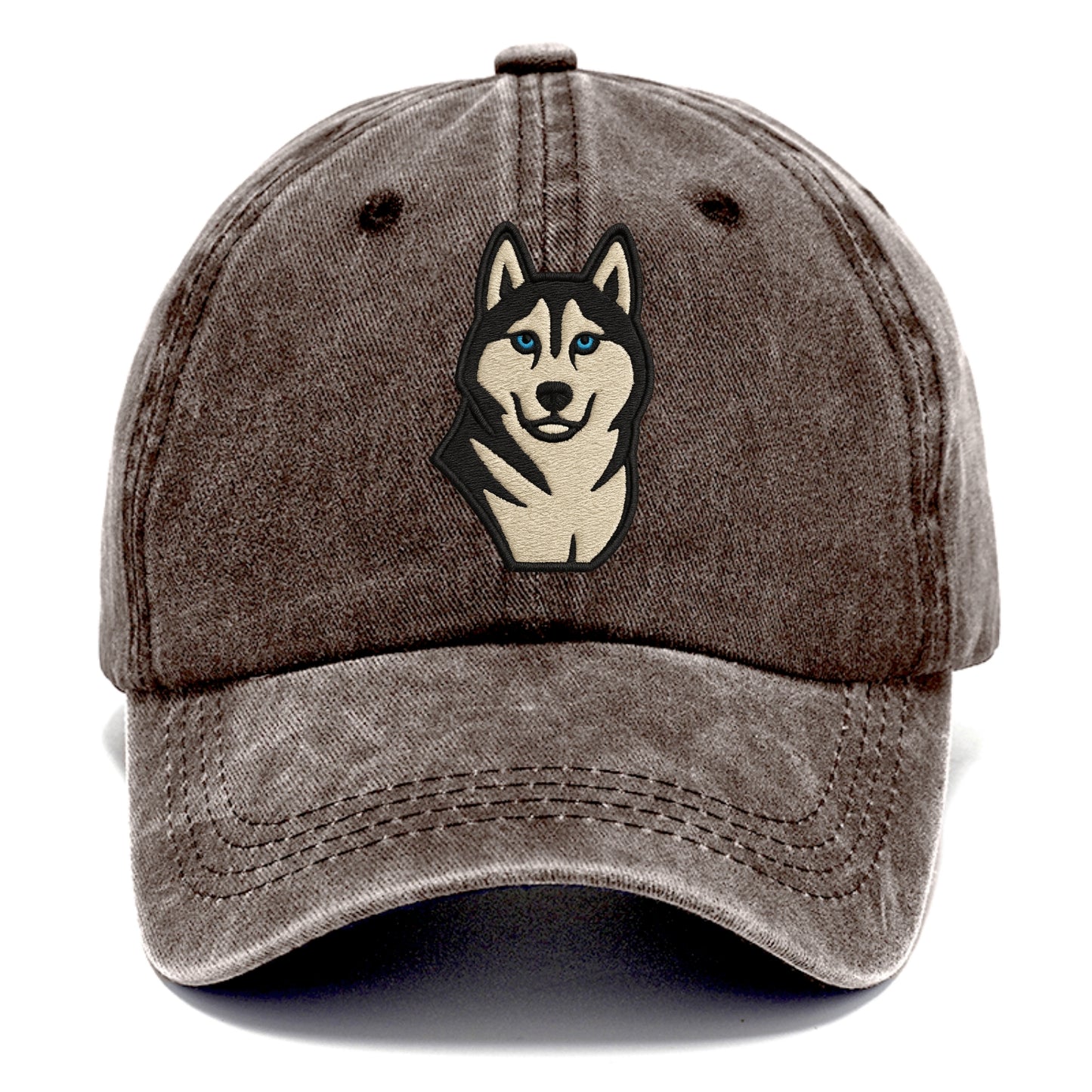 Husky - Blue eyes close-up portrait - Classic Cap - Brown