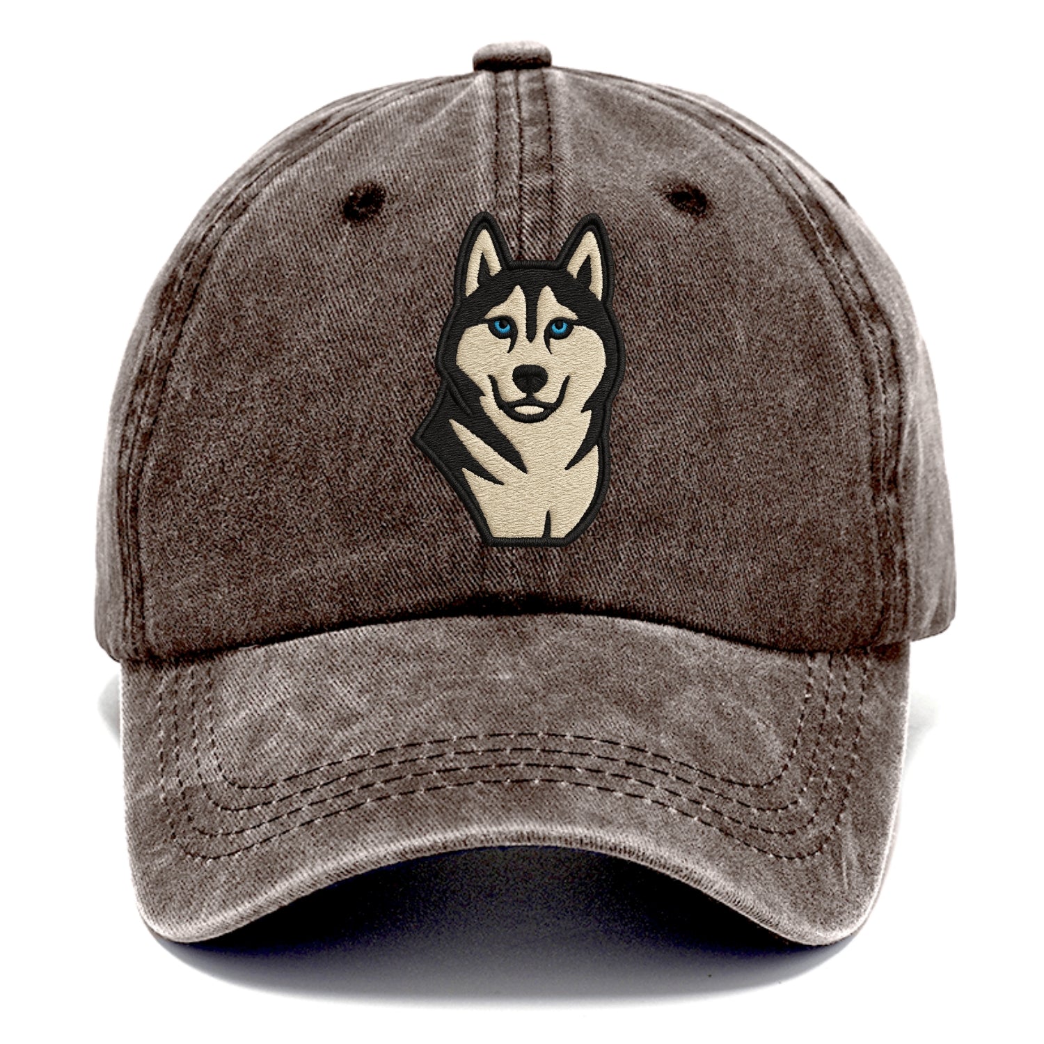 Husky - Blue eyes close-up portrait - Classic Cap - Brown