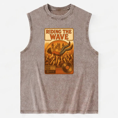 Crowd surfing at packed concert - Riding the Wave - concert energy - Vintage Washed Tank