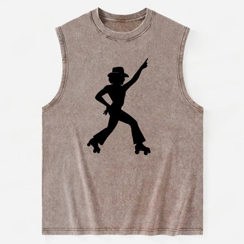 Retro roller skater in disco pose - Vintage Washed Tank