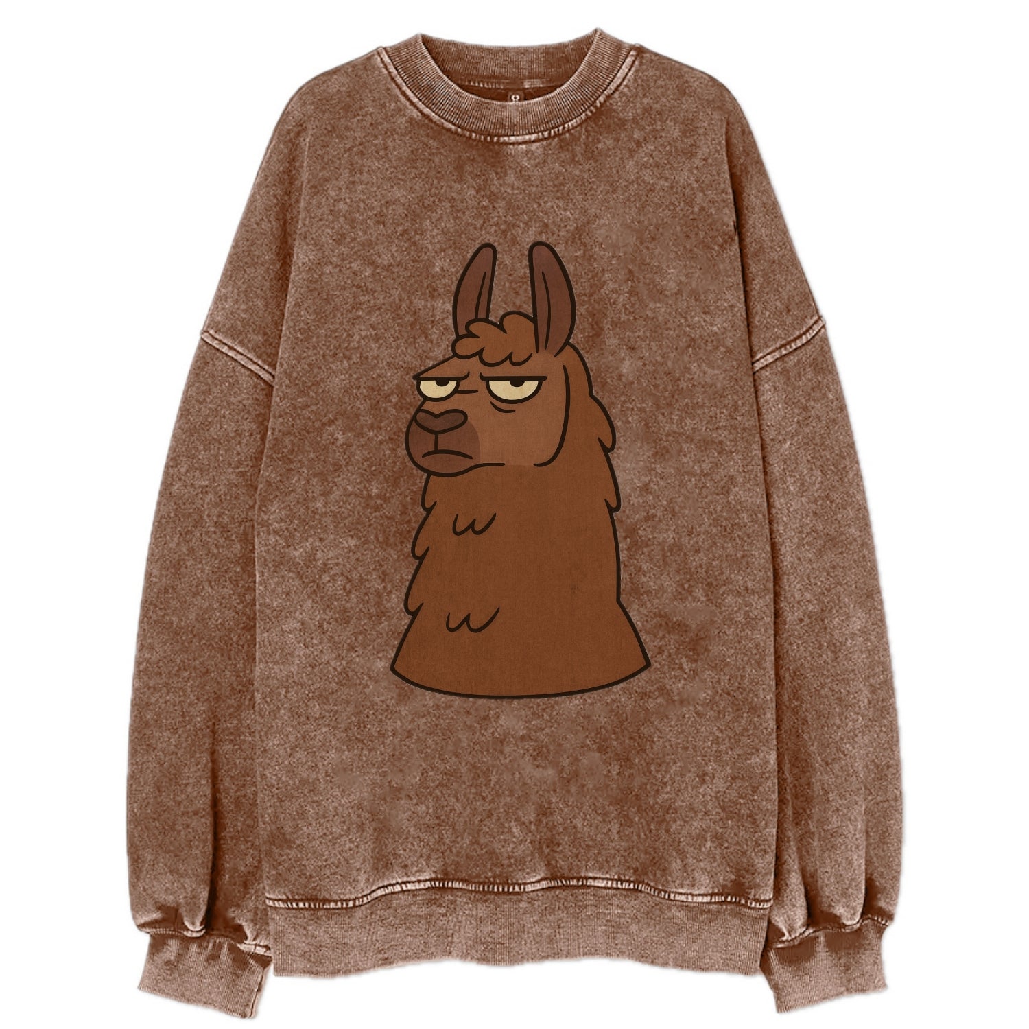 The Llama Judging Silently - Vintage Sweatshirt - Brown