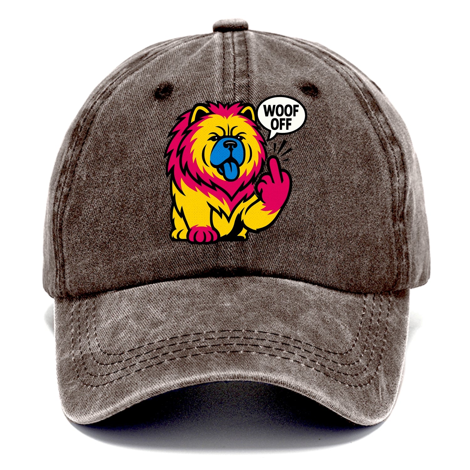 Chow Chow with lion mane and blue-black tongue, fluffy dignified paw up with sass - Classic Cap - Brown