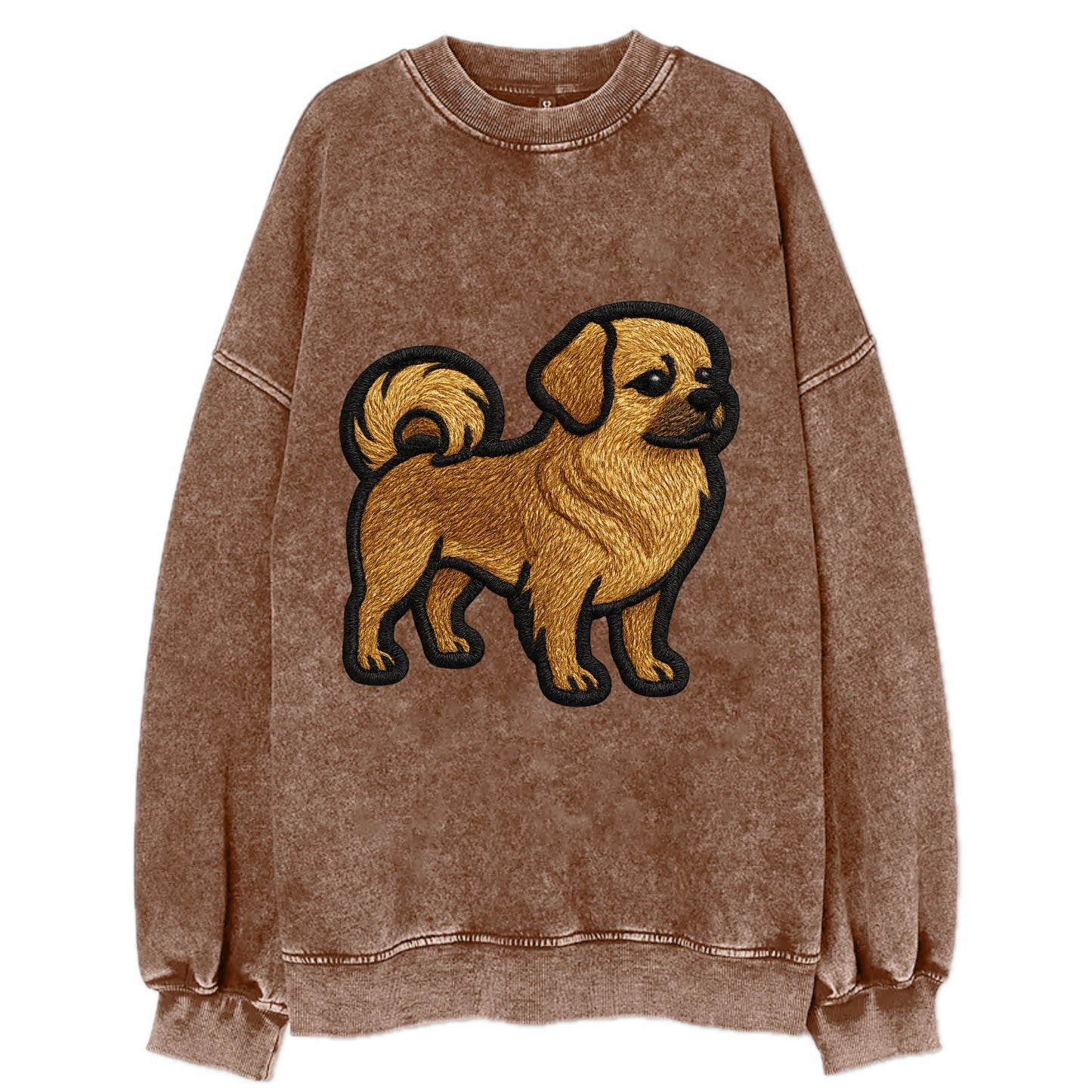 Tibetan Spaniel - Modern Tibetan breed d - Vintage Sweatshirt - Brown