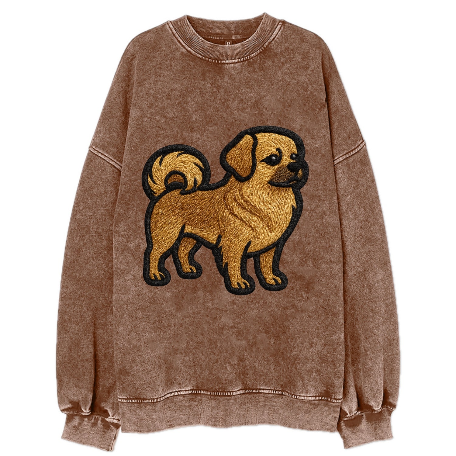 Tibetan Spaniel - Modern Tibetan breed d - Vintage Sweatshirt - Brown
