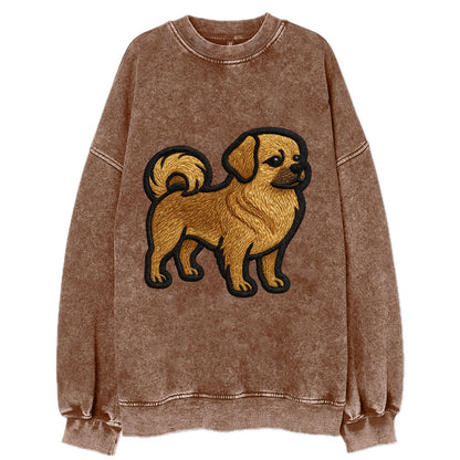 Tibetan Spaniel - Modern Tibetan breed d - Vintage Sweatshirt - Brown
