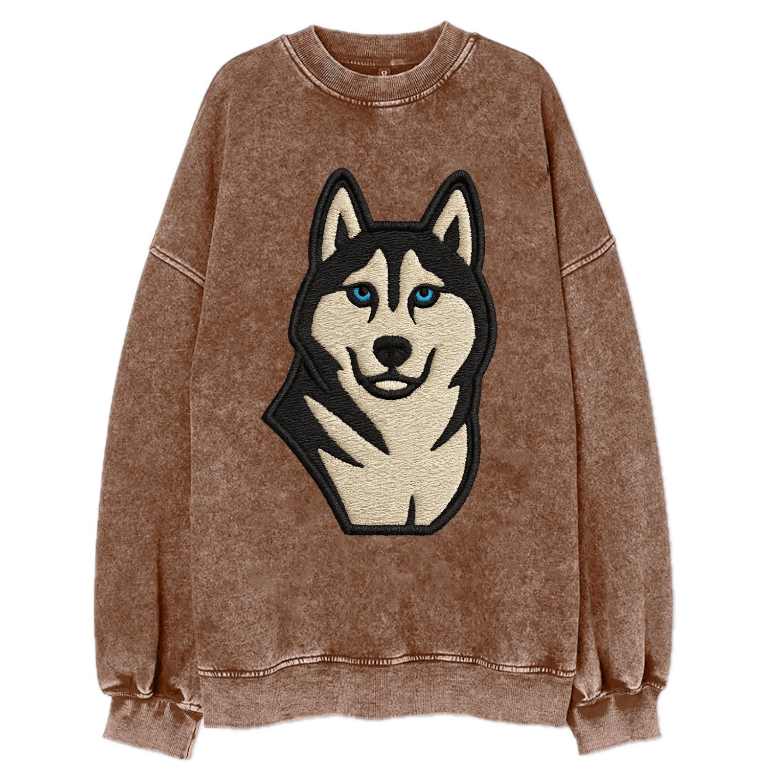 Husky - Blue eyes close-up portrait - Vi Vintage Sweatshirt - Brown