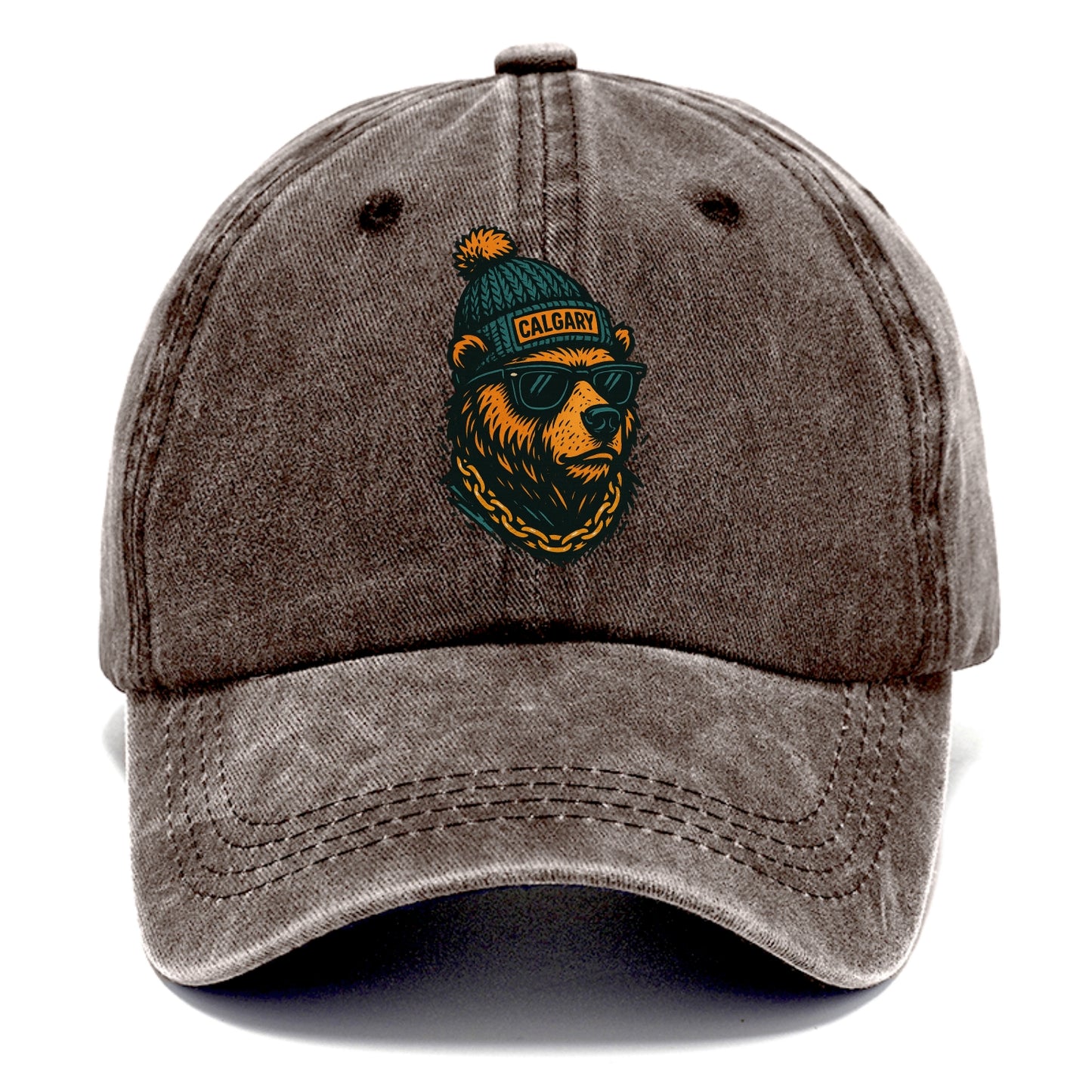Calgary Grizzly Bear wearing Calgary bea - Classic Cap - Brown