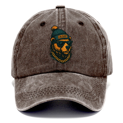 Calgary Grizzly Bear wearing Calgary bea - Classic Cap - Brown