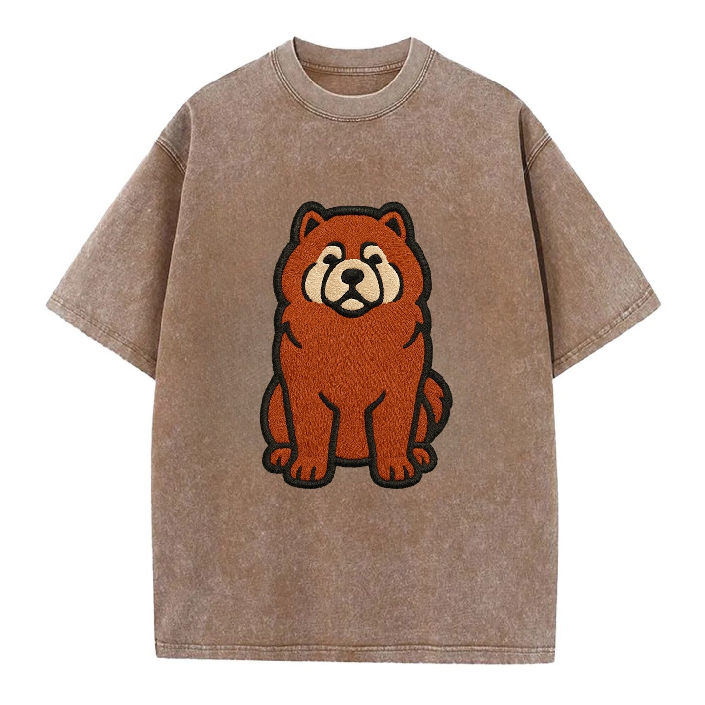 Chow Chow - Red fluffy sitting pose - Vi Vintage T-shirt - Brown