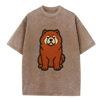 Chow Chow - Red fluffy sitting pose - Vi Vintage T-shirt - Brown