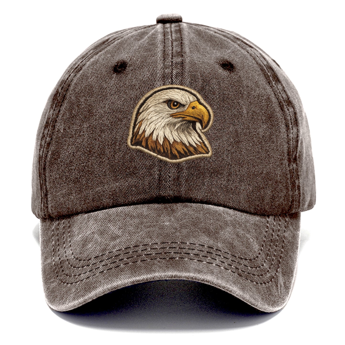 EAGLE HEAD PROFILE - majestic bald eagle in brown, white and gold , American pride - Classic Cap - Brown