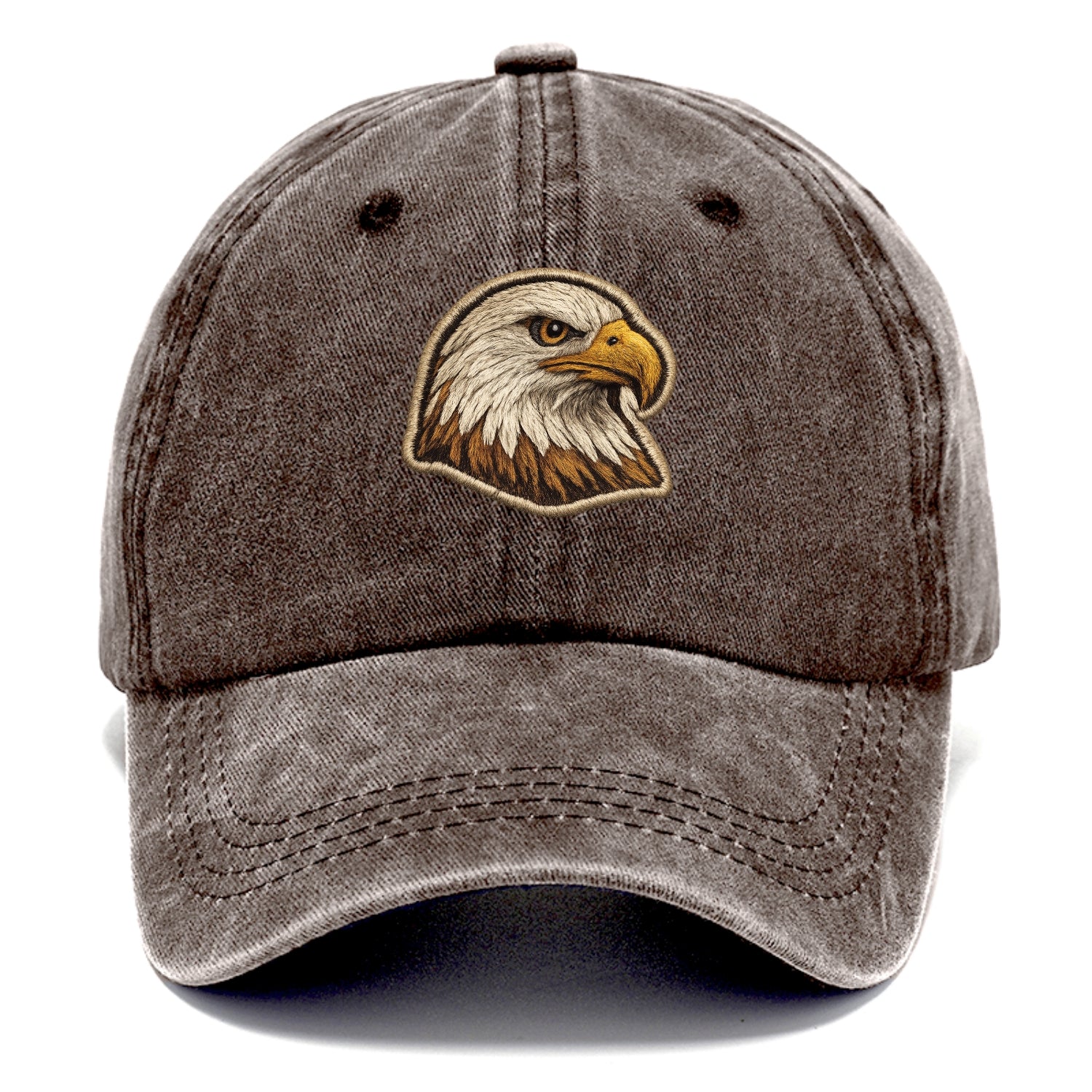 EAGLE HEAD PROFILE - majestic bald eagle in brown, white and gold , American pride - Classic Cap - Brown