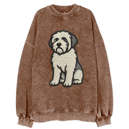 Polish Lowland Sheepdog - White and gray - Vintage Sweatshirt - Brown