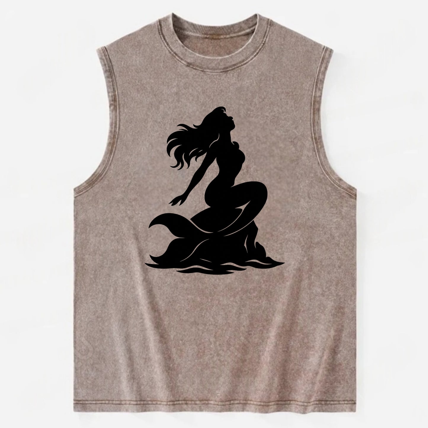 Mermaid on ocean rock - Vintage Washed Tank - Brown