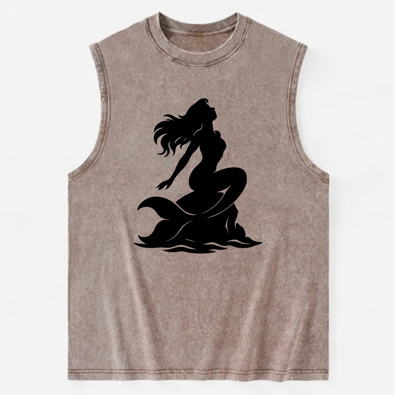 Mermaid on ocean rock - Vintage Washed Tank - Brown