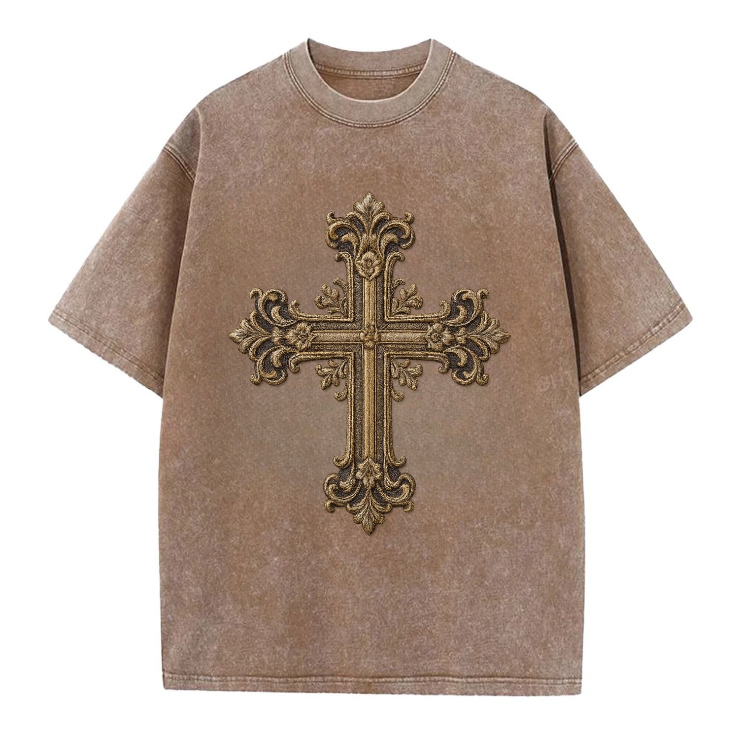 Victorian Cross  - Vintage T-shirt - Brown