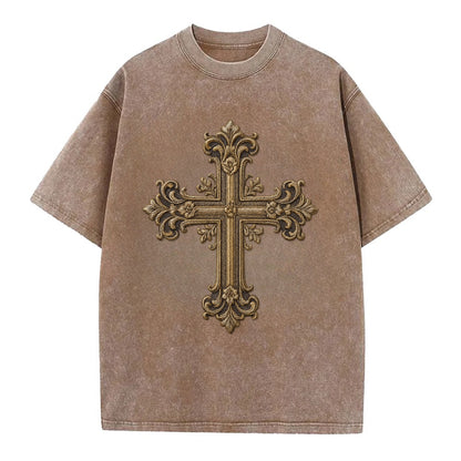 Victorian Cross  - Vintage T-shirt - Brown