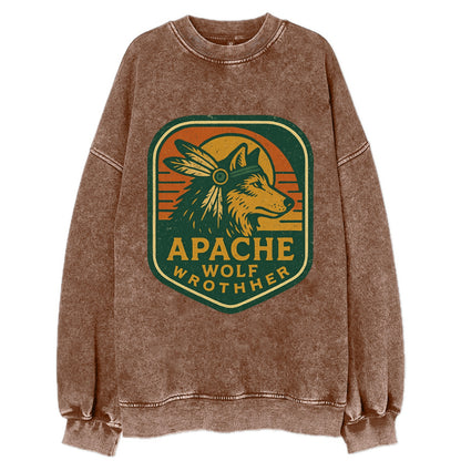 Apache Wolf Brother  - Vintage Sweatshirt - Brown