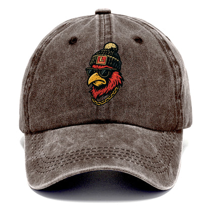 Louisville Cardinal wearing Louisville beanie with L patch - Classic Cap - Brown