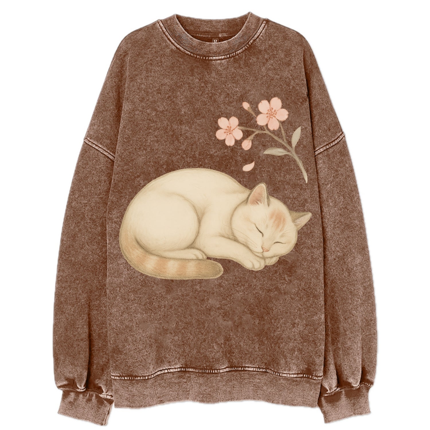 Zen Garden Cat  - Vintage Sweatshirt - Brown