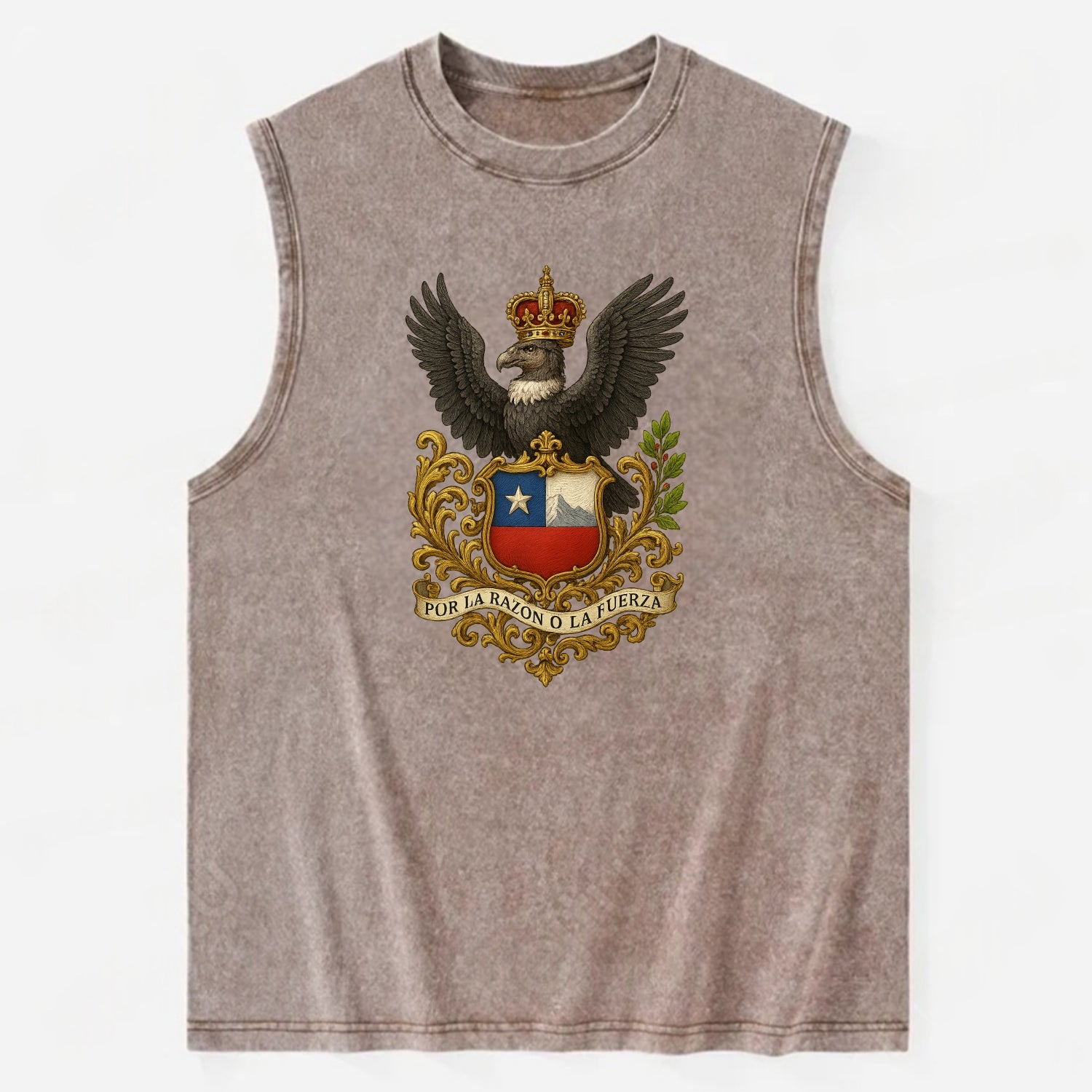 Chile Andean Condor Emblem  - Vintage Washed Tank - Brown