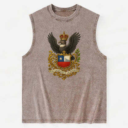 Chile Andean Condor Emblem  - Vintage Washed Tank - Brown