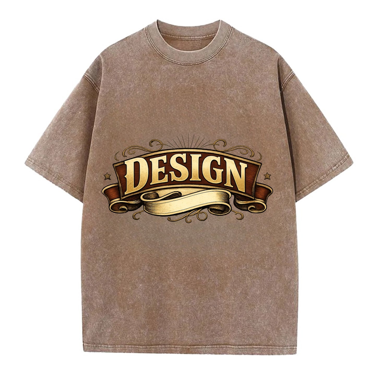 Bold typography design - "DESIGN" - intentional creation, aesthetic planning - Vintage T-shirt - Brown