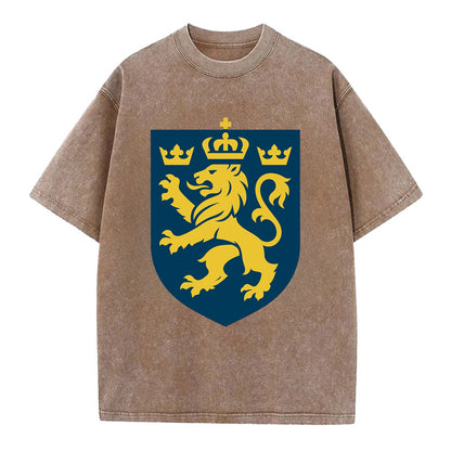 Sweden Three Crowns Emblem  - Vintage T-shirt - Brown