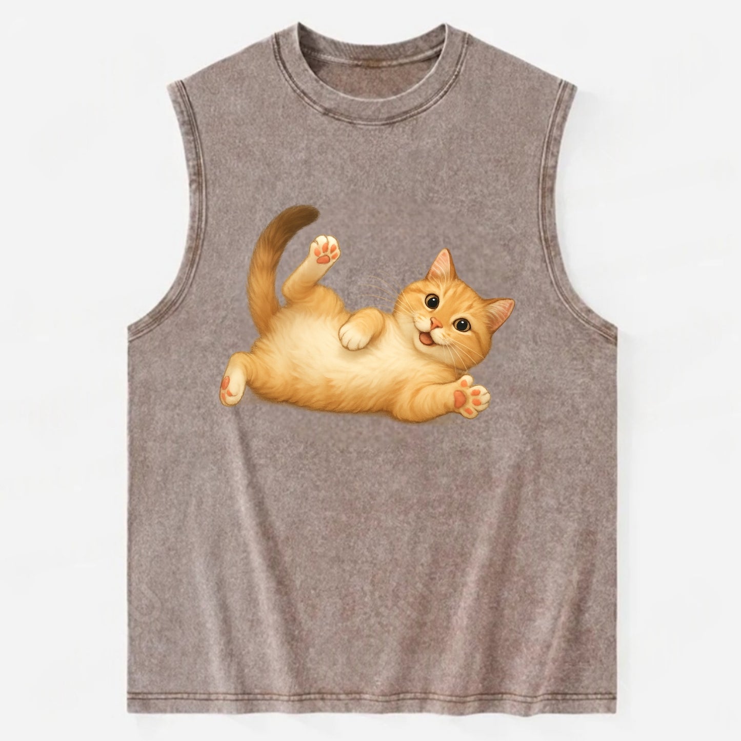 Therapy Cat  - Vintage Washed Tank - Brown