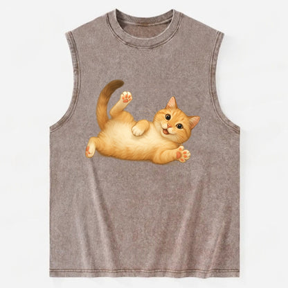 Therapy Cat  - Vintage Washed Tank - Brown