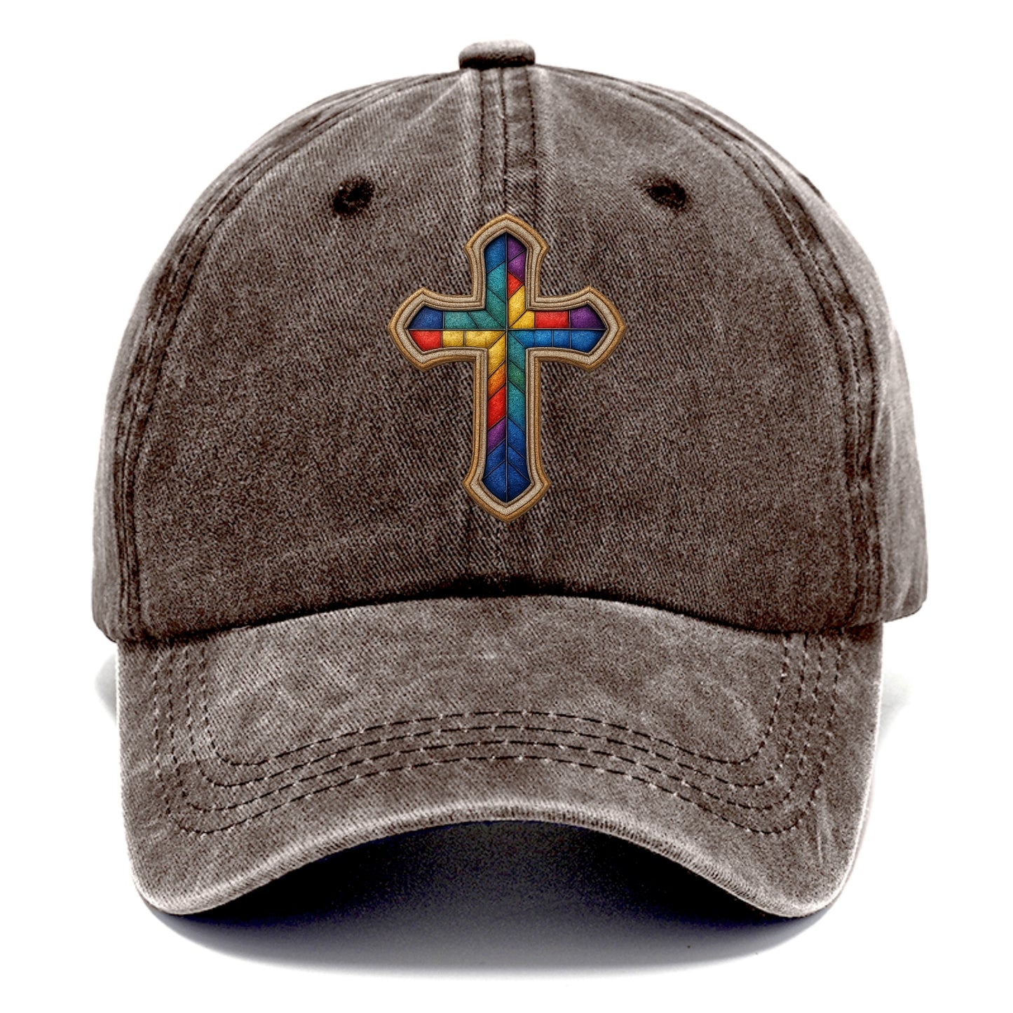 Stained Glass Cross  - Classic Cap - Brown