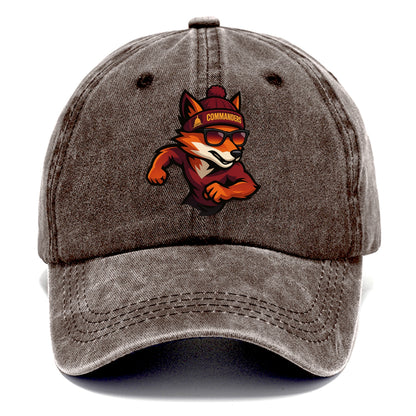 Washington Fox wearing Commanders beanie with Capitol patch and wayfarer sunglasses - Classic Cap - Brown