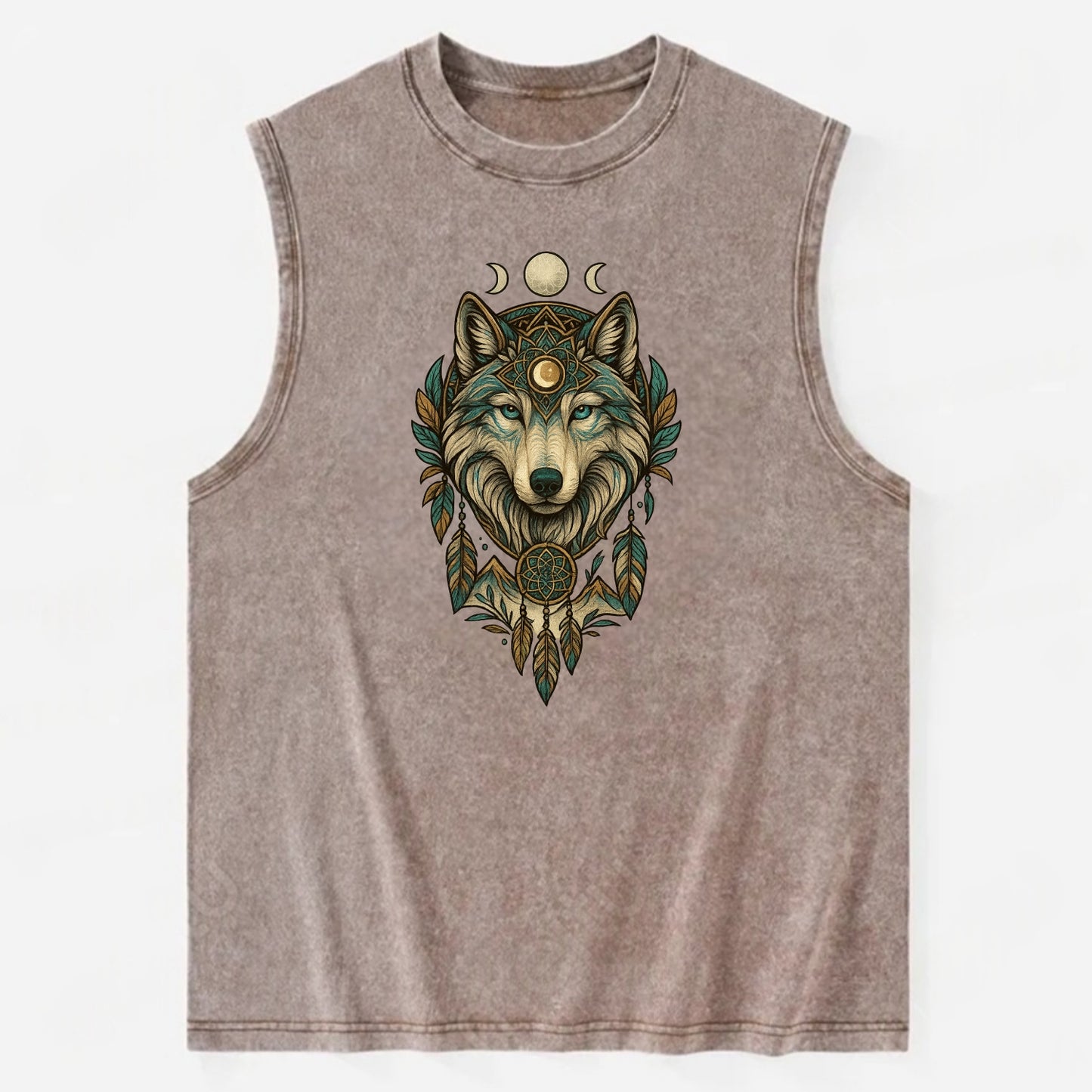 Pearl Wolf Shimmer  - Vintage Washed Tank - Brown
