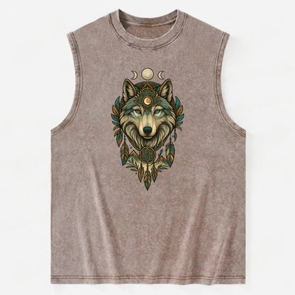 Pearl Wolf Shimmer  - Vintage Washed Tank - Brown