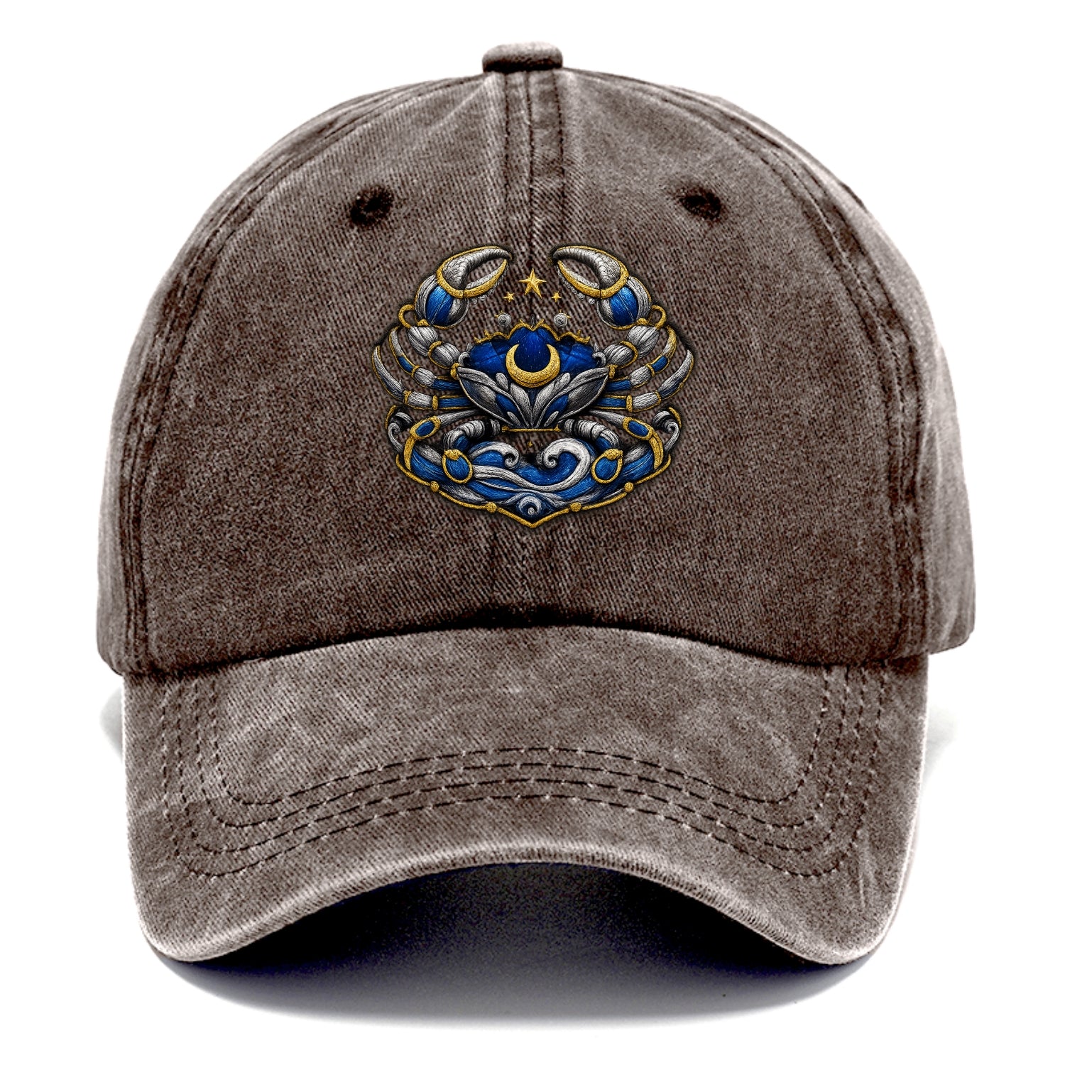 CANCER CRAB - protective crab in silver and blue , water sign - Classic Cap - Brown