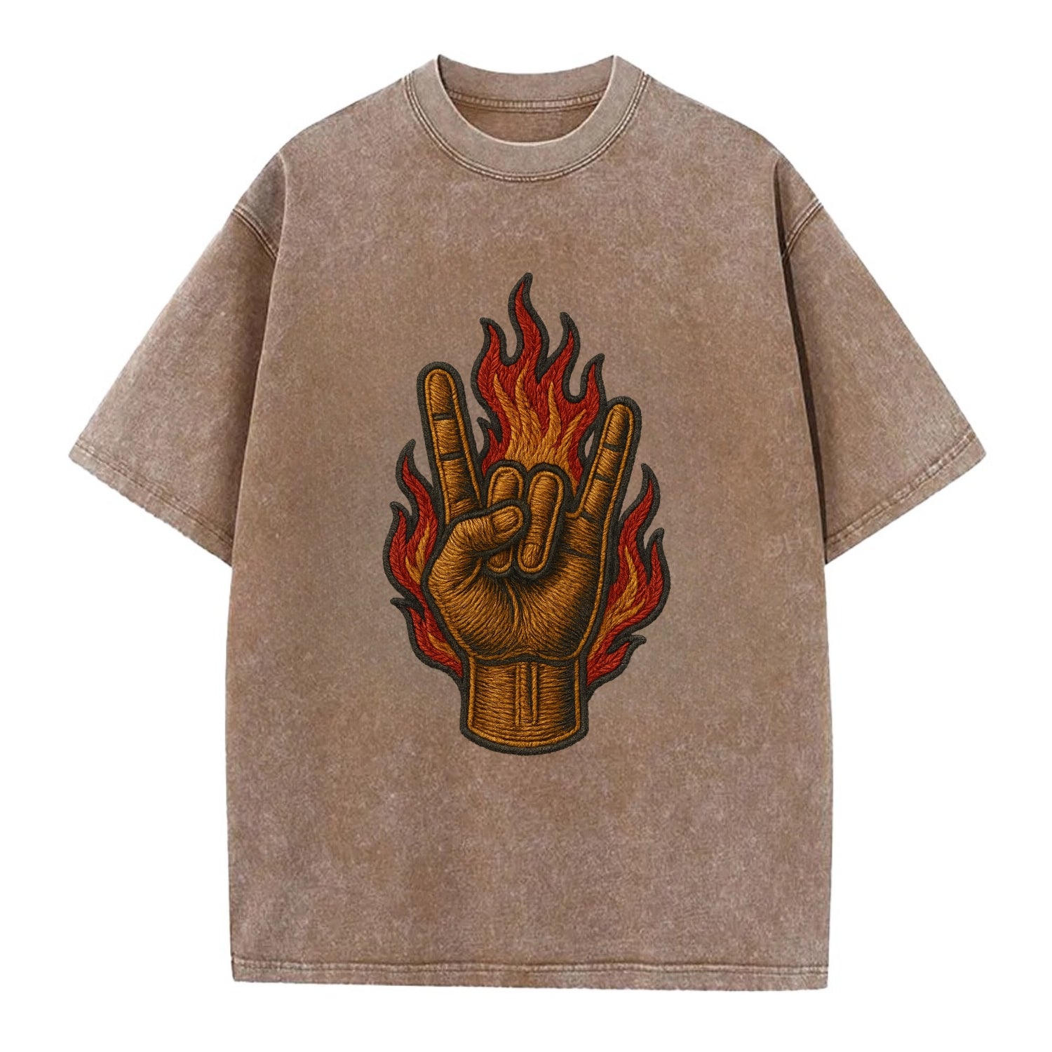Devil Horns  - Vintage T-shirt - Brown