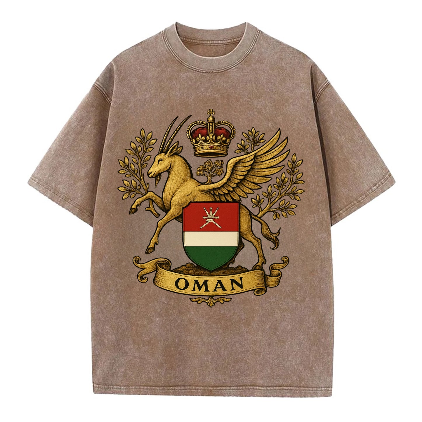 Oman Heritage Badge  - Vintage T-shirt - Brown